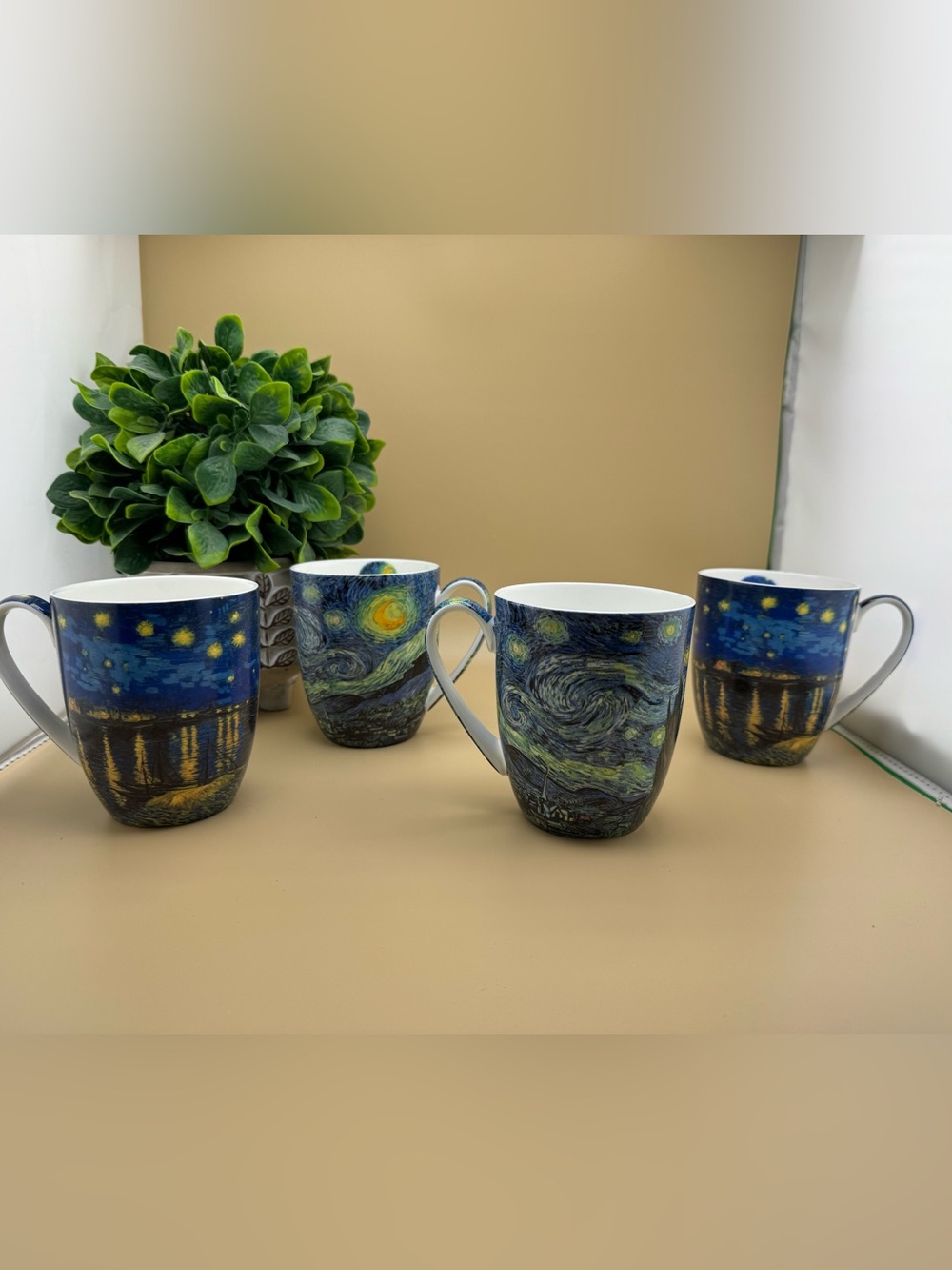 McIntosh Van Gogh Classics Fine Bone China Mug Set of 4 Starry Night Art